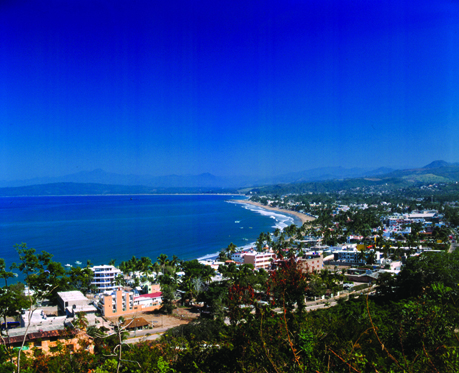 Mountaintop view of Rincon de Guayabitos and beach in Rivera Nayarit MX