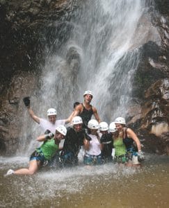 Outdoor1 Rapelling group enjoying the pool at the base of a waterfall in Riviera Nayarit